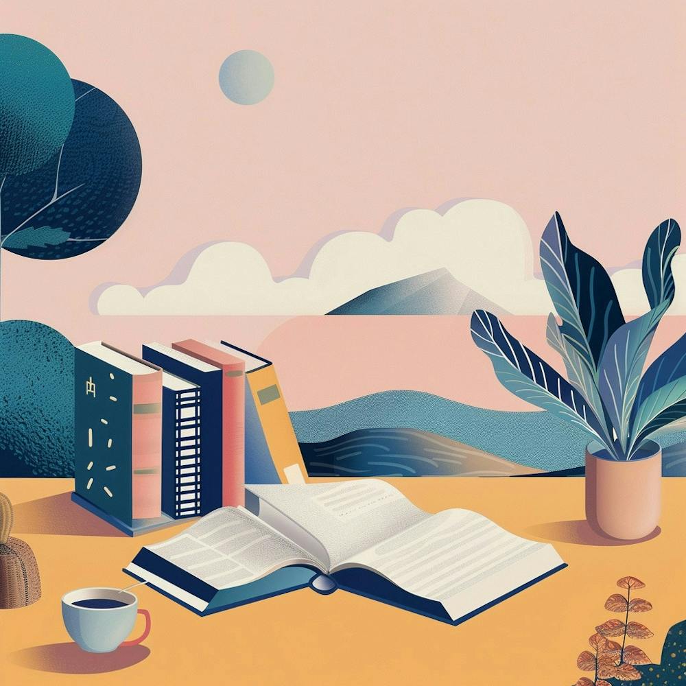 Illustration Of Books And Coffee