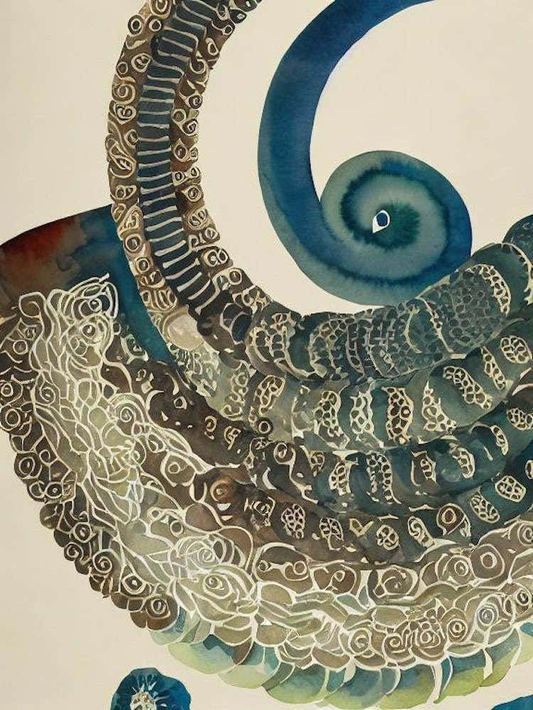 Giant Tube Worm Vintage Graphic Watercolour