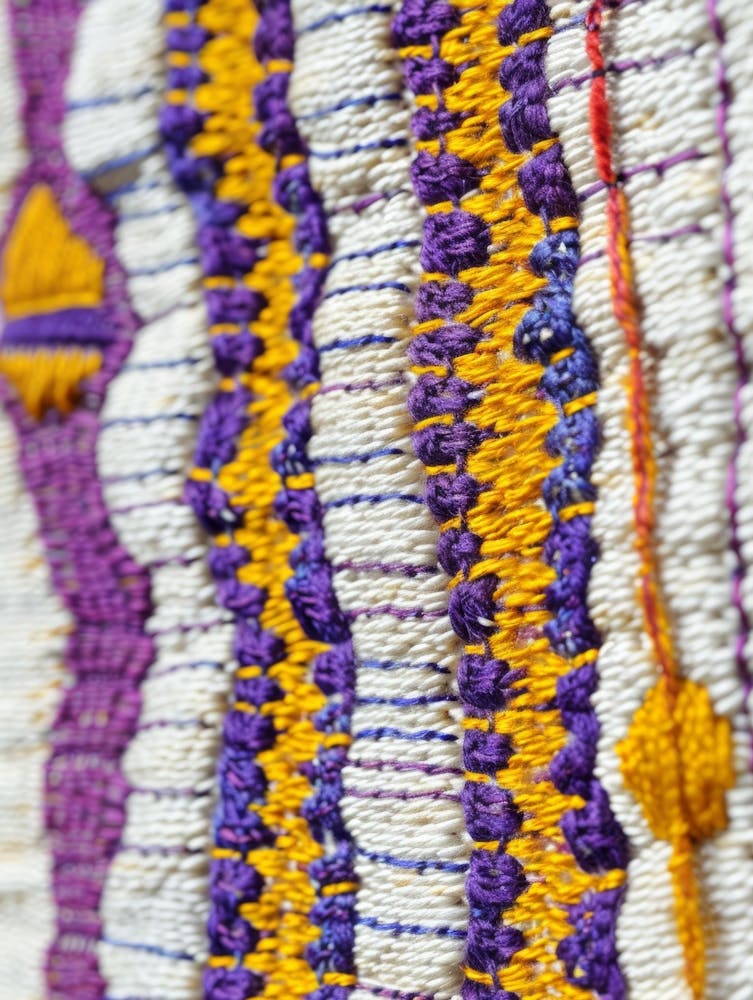 Purple And Yellow Woven Cloth