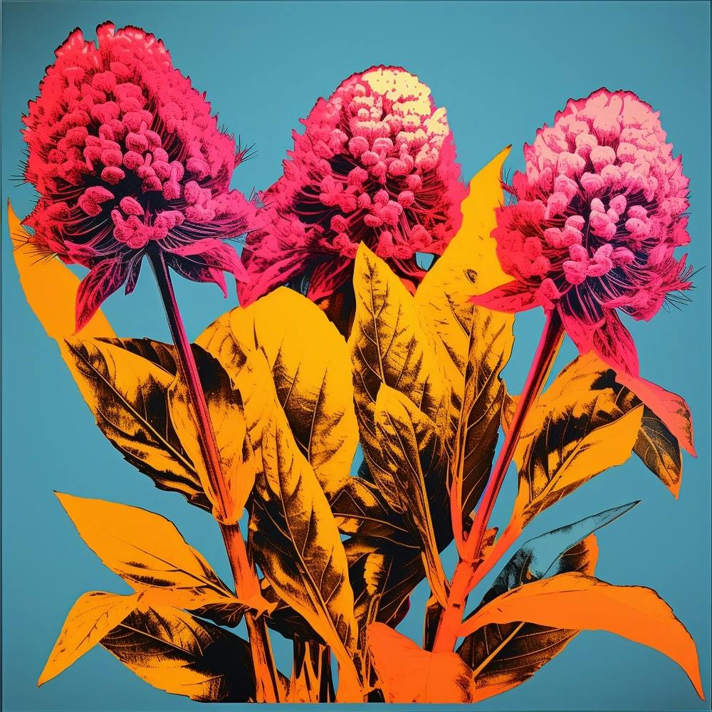Andy Warhol Style Pop Art Flowers Celosia 1 Square