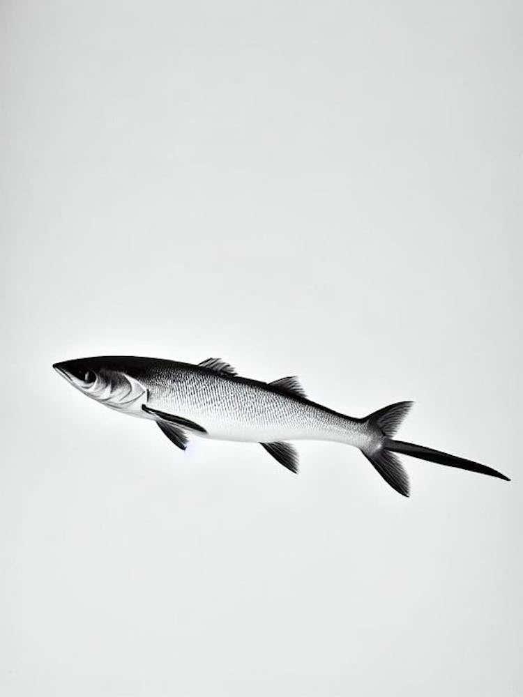 Yellowtail Amberjack Black & White Drawing