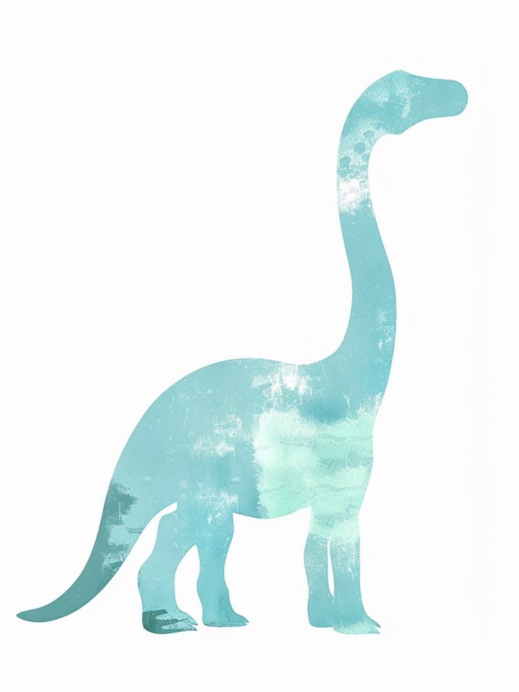 Pastel Blue Brontosaurus Dinosaur Silhouette