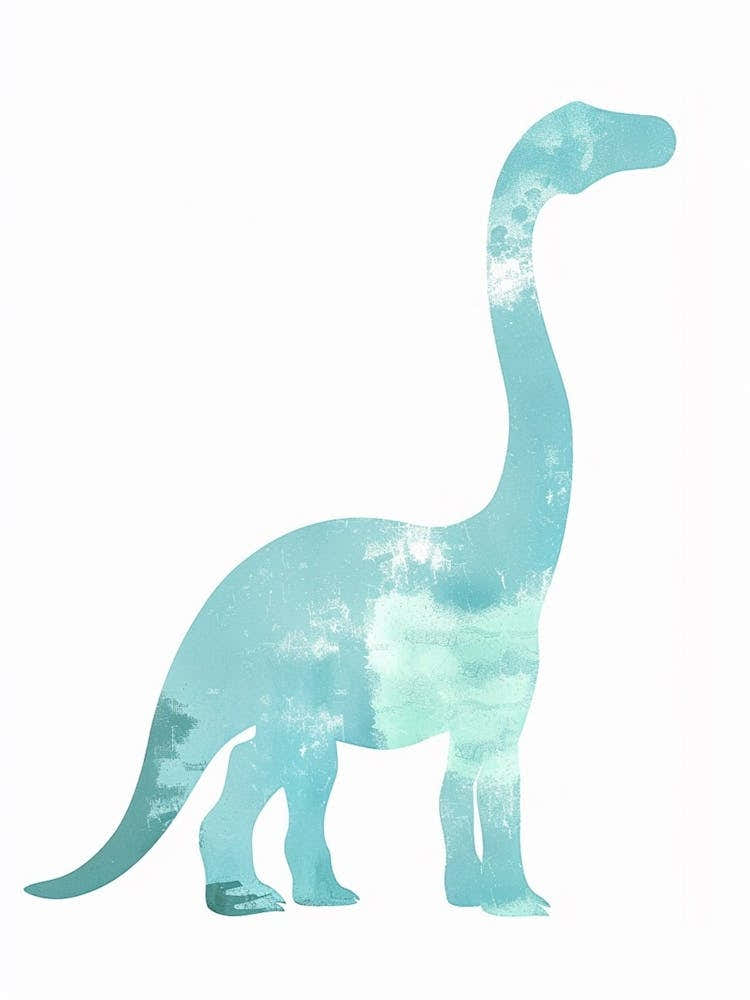 Pastel Blue Brontosaurus Dinosaur Silhouette