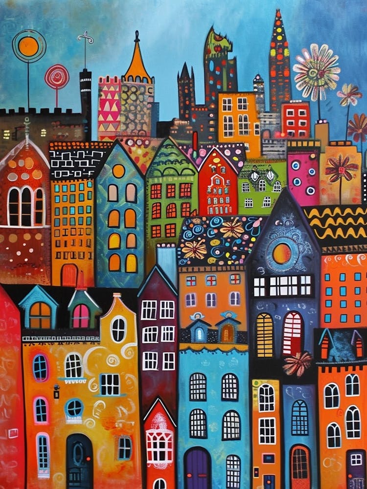 Kitsch Colourful England Cityscape 4