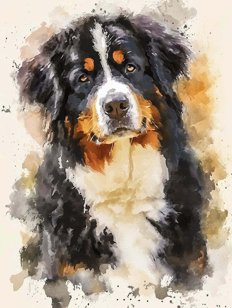 Bernese Mountain Dog Watercolor Painting 2