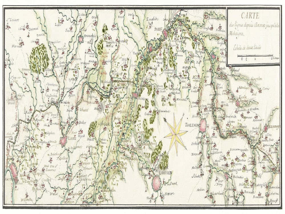 Getekende Kaart Van De Franse Linies In Brabant