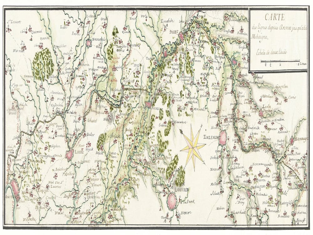 Getekende Kaart Van De Franse Linies In Brabant