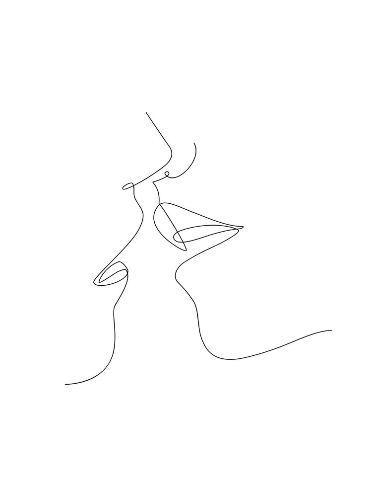 Couple Kiss One Line