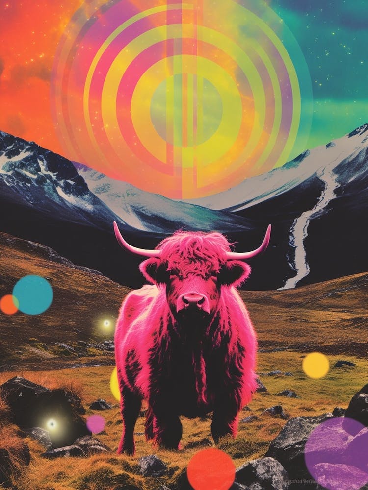 Highland Cattle Space Collage 2