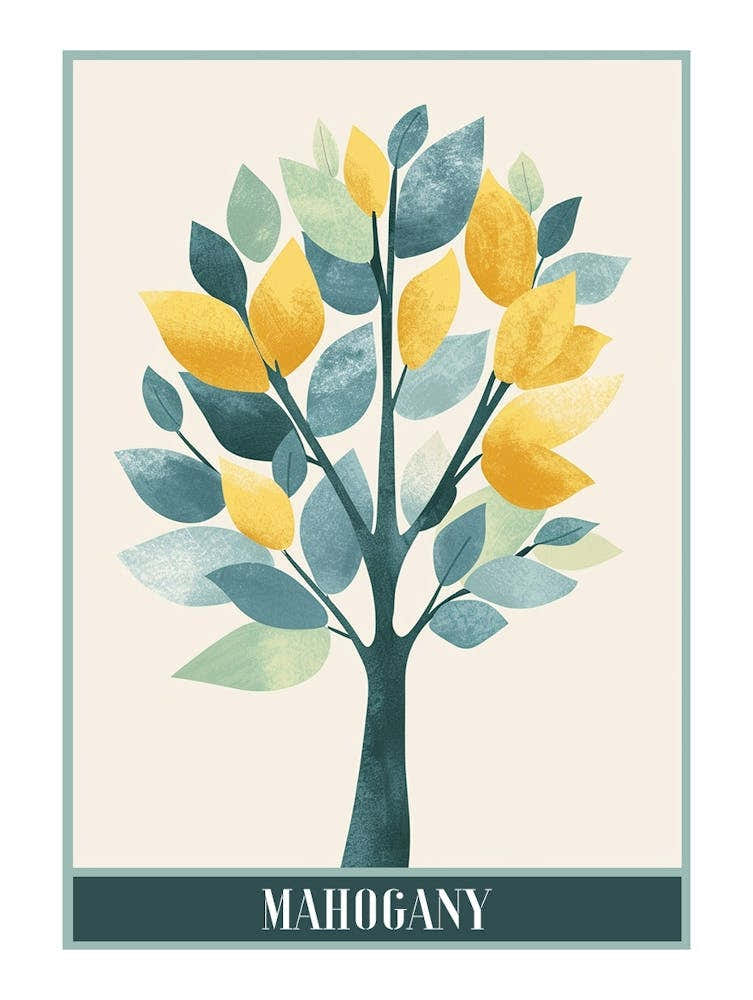 Mahogany Tree Flat Illustration 8 Poster