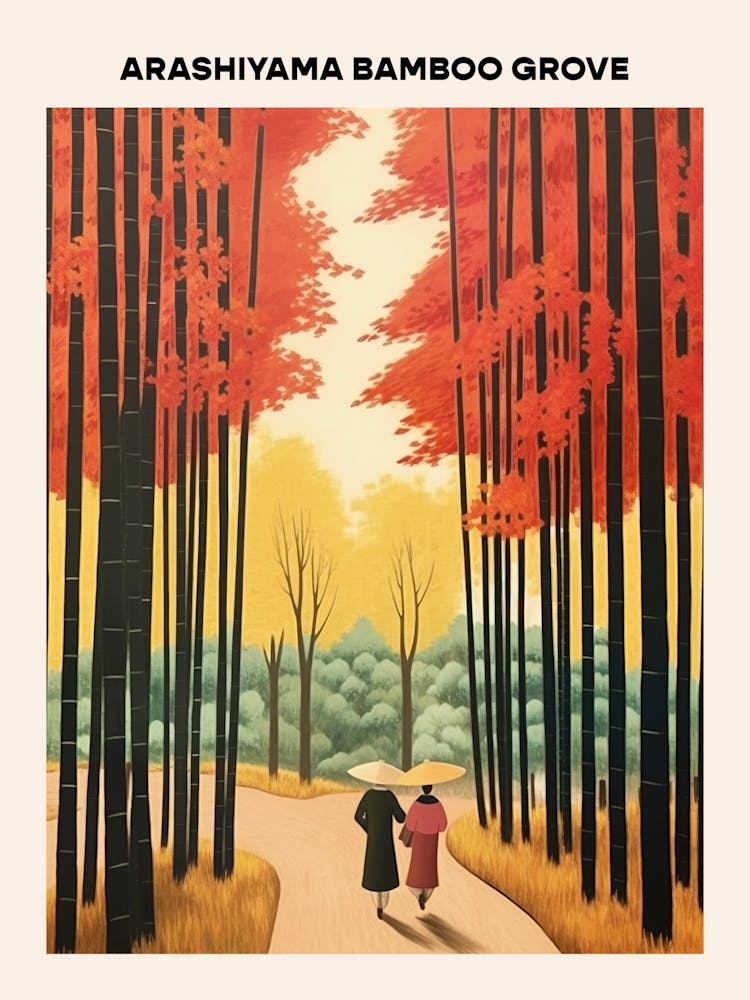 Arashiyama Bamboo Grove Midcentury Travel Poster