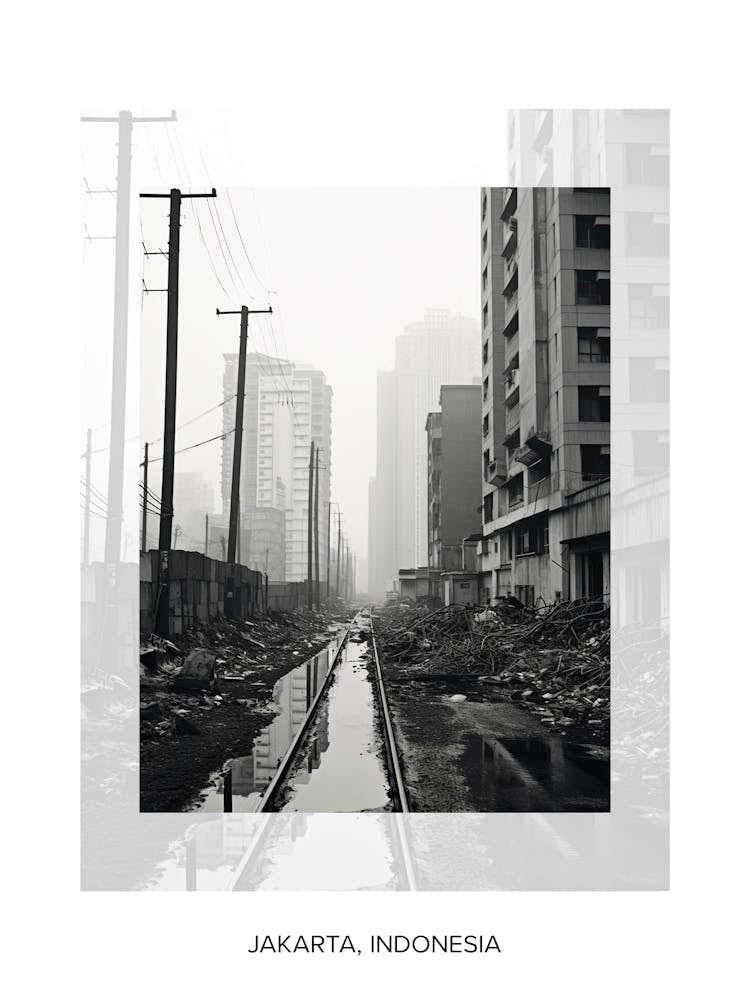 Poster Of Jakarta, Indonesia, Black And White Old Photo 2