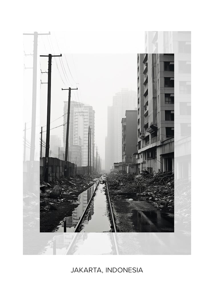 Poster Of Jakarta, Indonesia, Black And White Old Photo 2