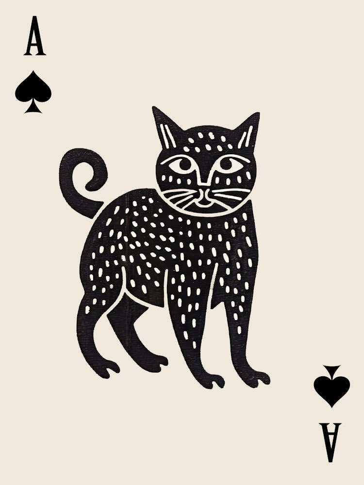 Playing Cards Cat 1 Black And White 2