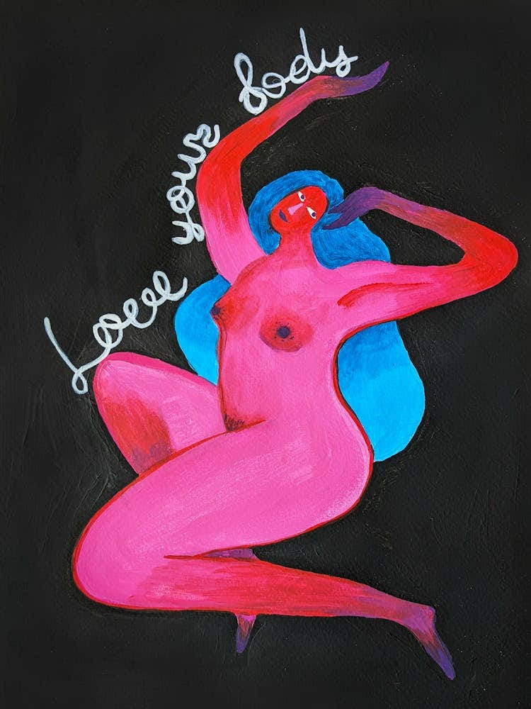 Acrylic illustration Love your body