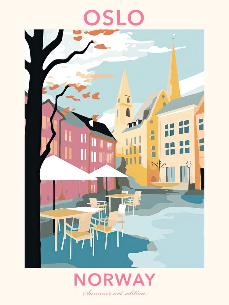 Oslo, Norway, Flat Pastels Tones Illustration 4 Poster