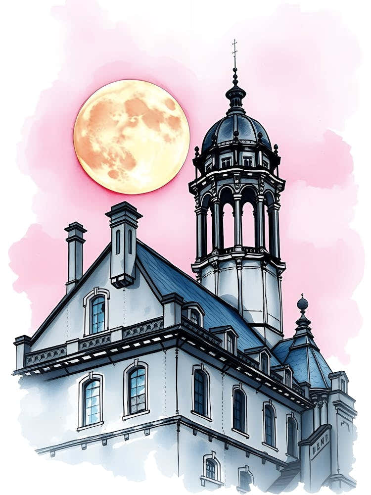 Full Moon Over A Building