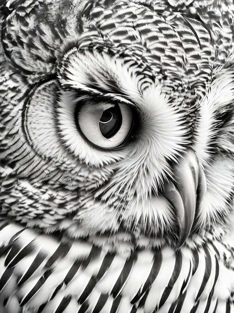 Close up of Black And White Owl