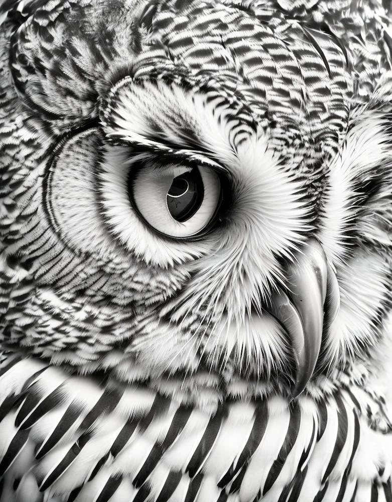 Close up of Black And White Owl
