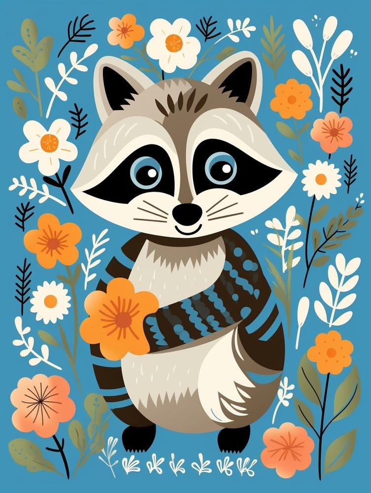 Baby Animal Illustration  Raccoon 1