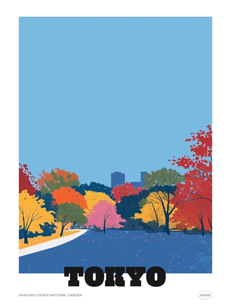 Shinjuku Gyoen National Garden Tokyo 3 Colourful Illustration Poster
