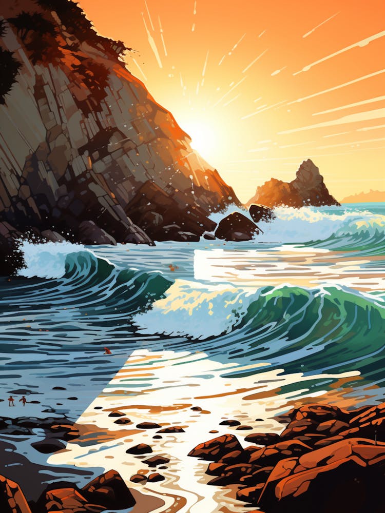 A Painting Of Pfeiffer Beach, Big Sur California Usa 6