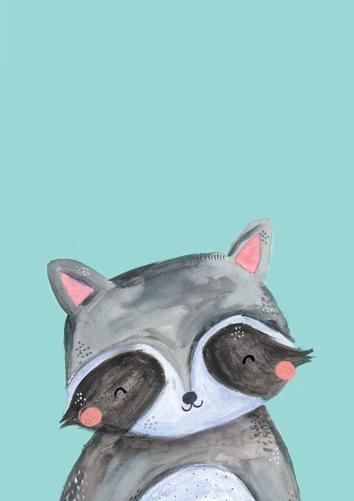 Woodland Racoon On Mint
