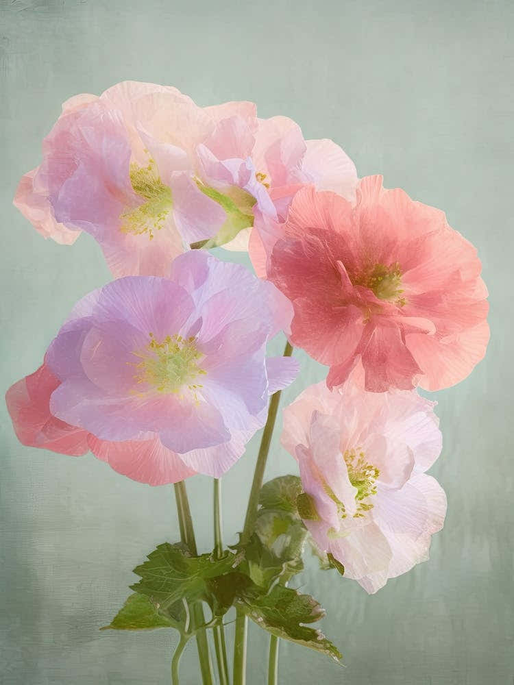 Hydrangea Flowers Acrylic Painting In Pastel Colours 3