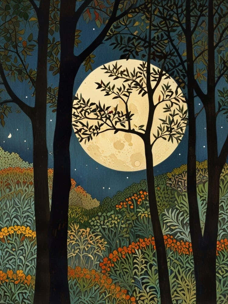 Moonlight In The Woods William Morris