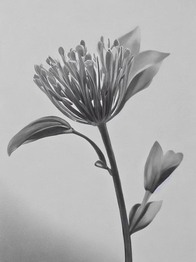 Lavender B&W Pencil 2 Flower