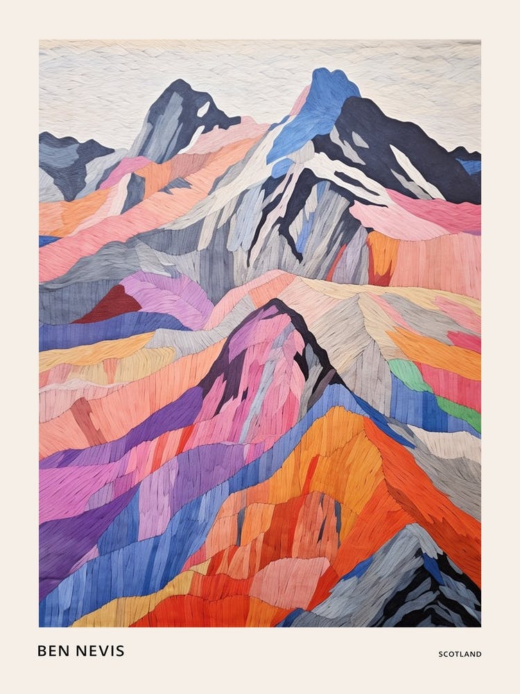 Ben Nevis Scotland 1 Colourful Mountain Illustration Poster