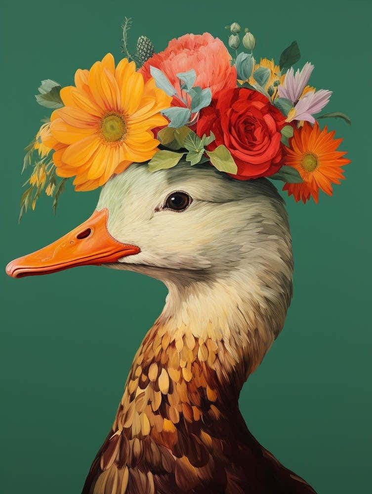Bird With A Flower Crown Duck 3