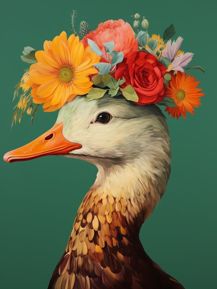 Bird With A Flower Crown Duck 3