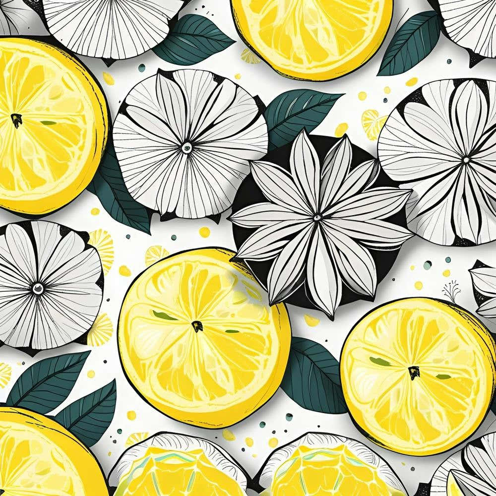 Seamless Pattern With Lemon Slices