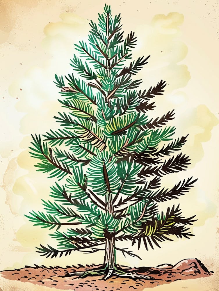 Douglas Fir Tree Storybook Illustration 3