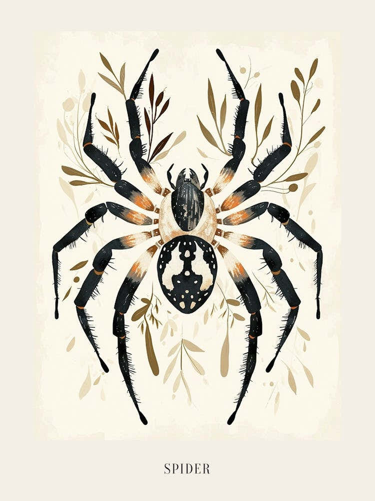 Colourful Insect Illustration Spider 12 Poster