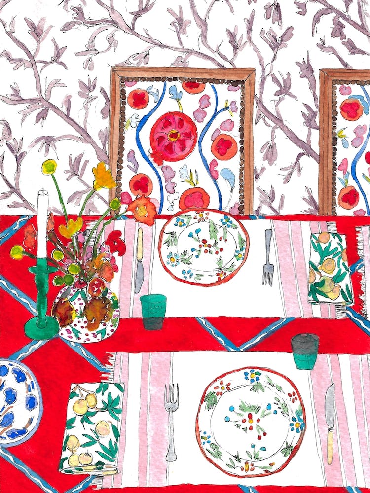 Colourful Table Setting Red