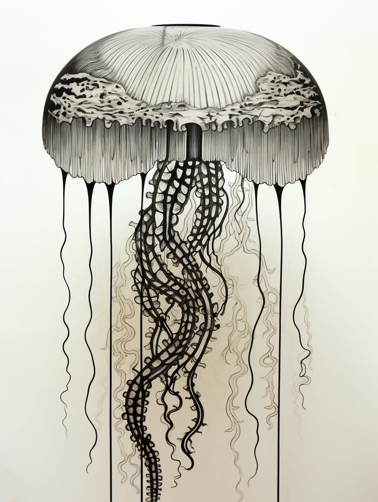 Upside Down Jellyfish Pencil Drawing 6
