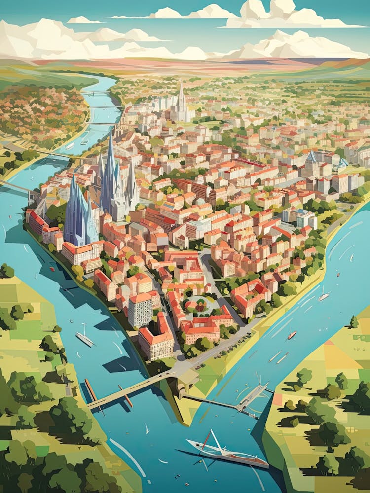 Nantes, France, Geometric Illustration 2