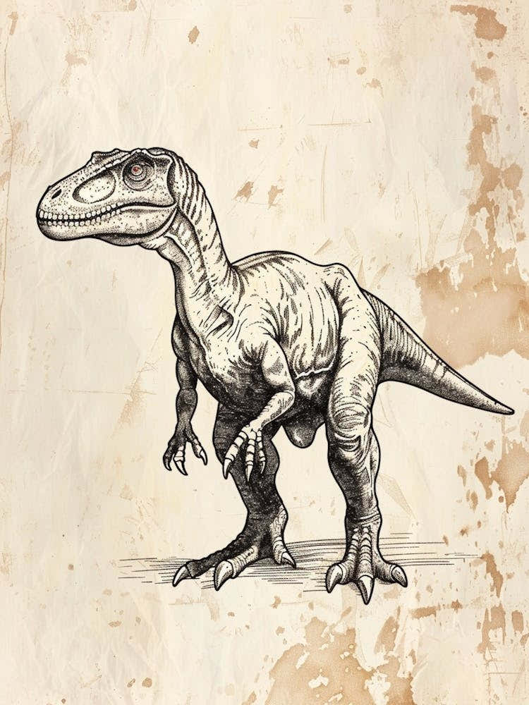 Sinornithosaurus Dinosaur Black Shading 3