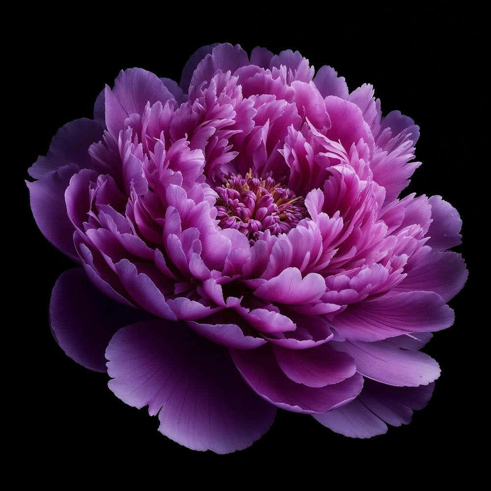Purple Peony on Black Background