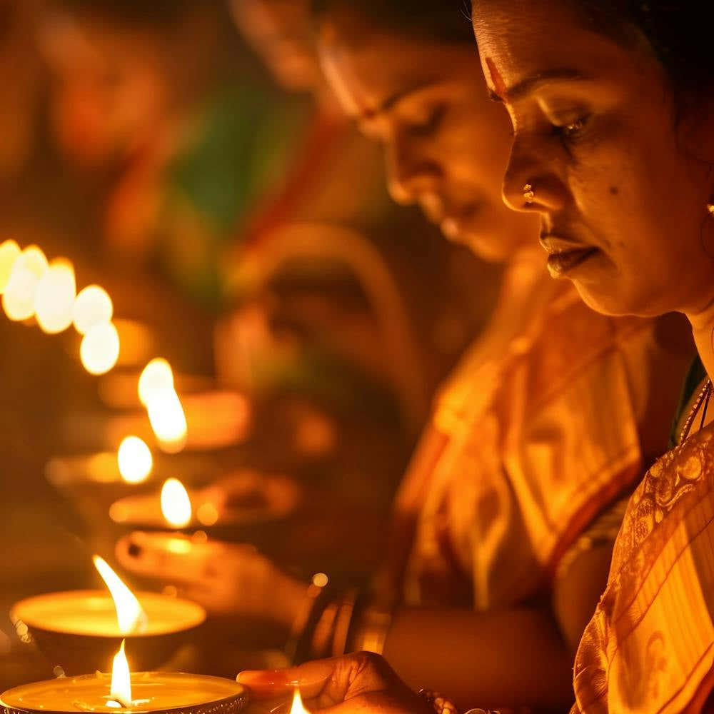 Women Lighting Candles