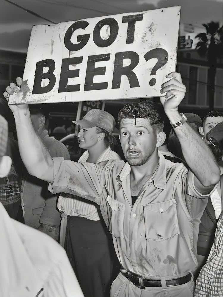 Got Beer Wall Art, Black And White Print, Alcohol Speakeasy Poster, Prohibition, Vintage Protest, Man Cave Brewery Decor, Retro Wall Decor