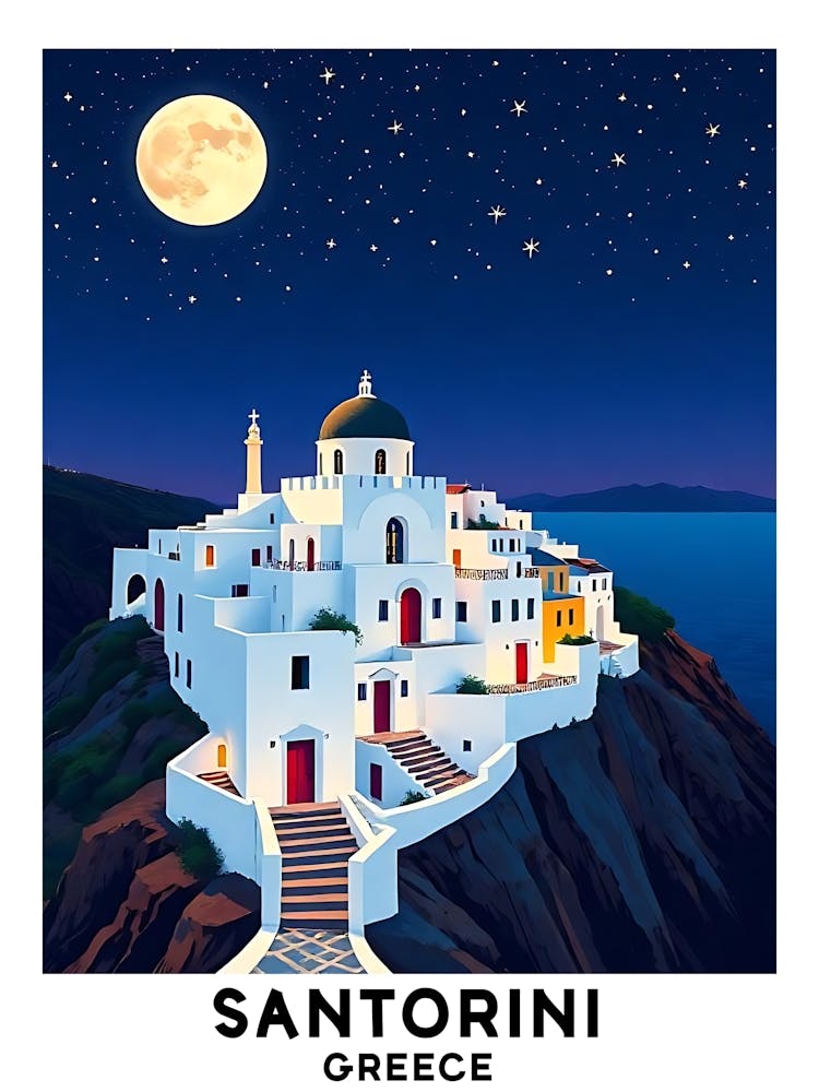 Santorini - Greece Vintage Travel Poster 5