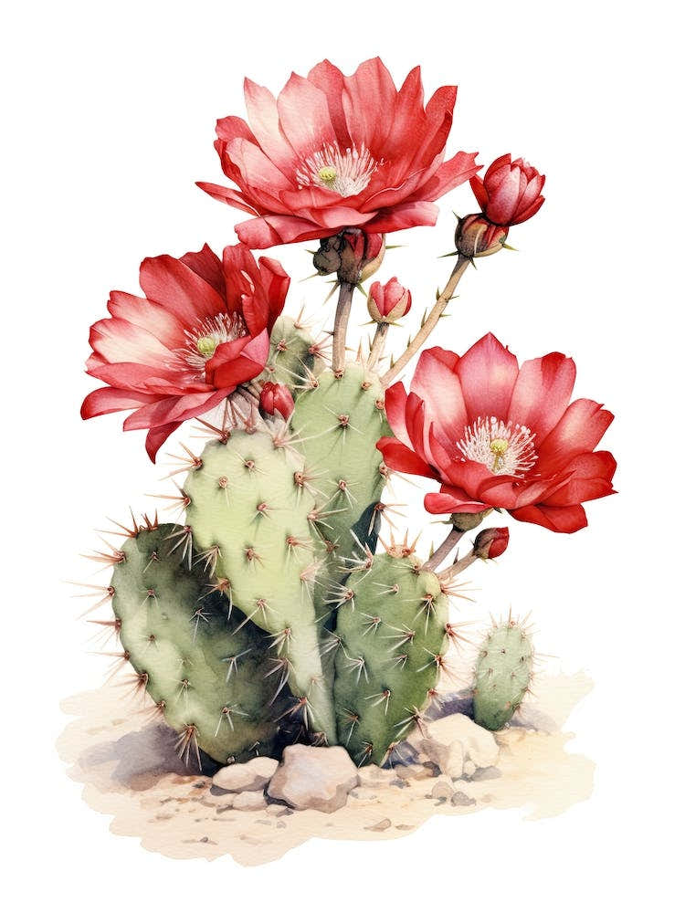 Echinocereus Cactus Watercolour Drawing 2