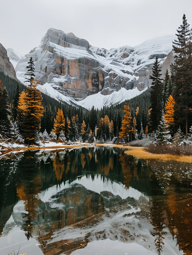 Autumn Leaves Reflected In A Lake