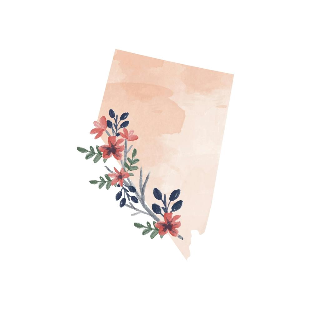 Nevada Watercolor Floral State