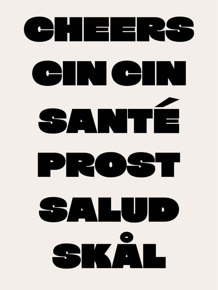 Cheers Cin Cin Kitchen - Black and Cream