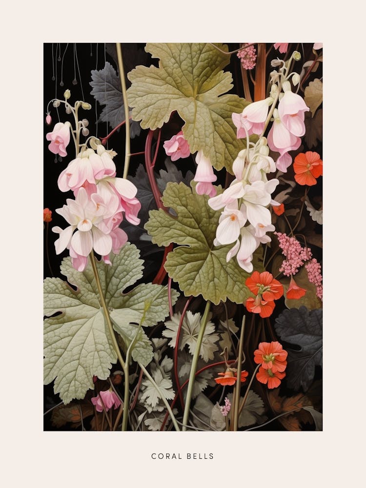 Flower Illustration Coral Bells 1 Poster