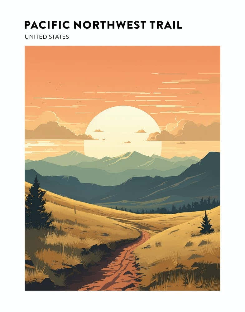 Pacific Northwest Trail Usa 4 Hiking Trail Landscape Poster